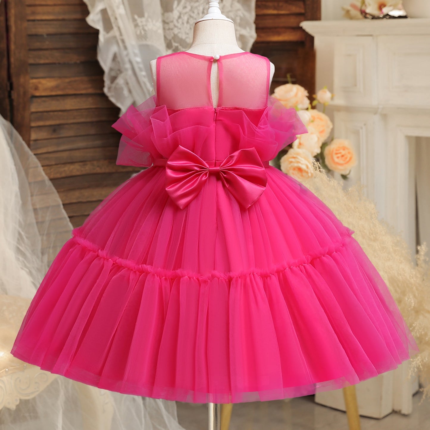 Tulle Dress Backless Bow