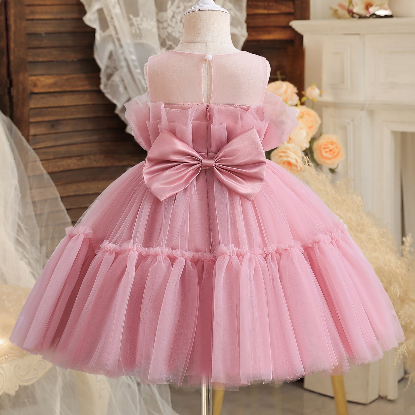 Tulle Dress Backless Bow