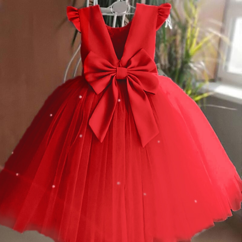 Tulle Dress Backless Bow