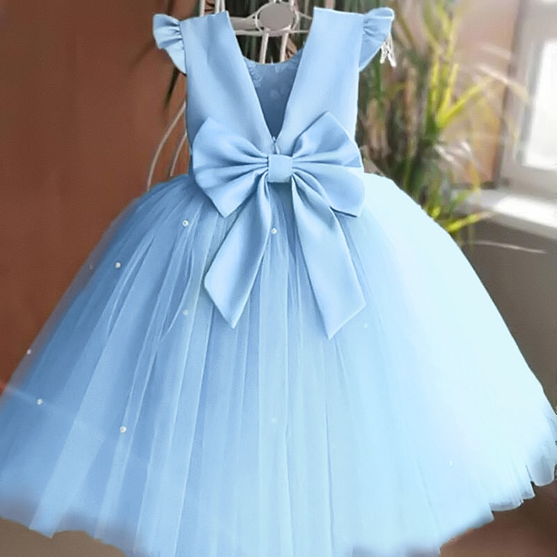 Tulle Dress Backless Bow