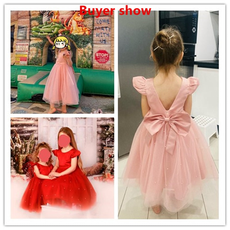 Tulle Dress Backless Bow