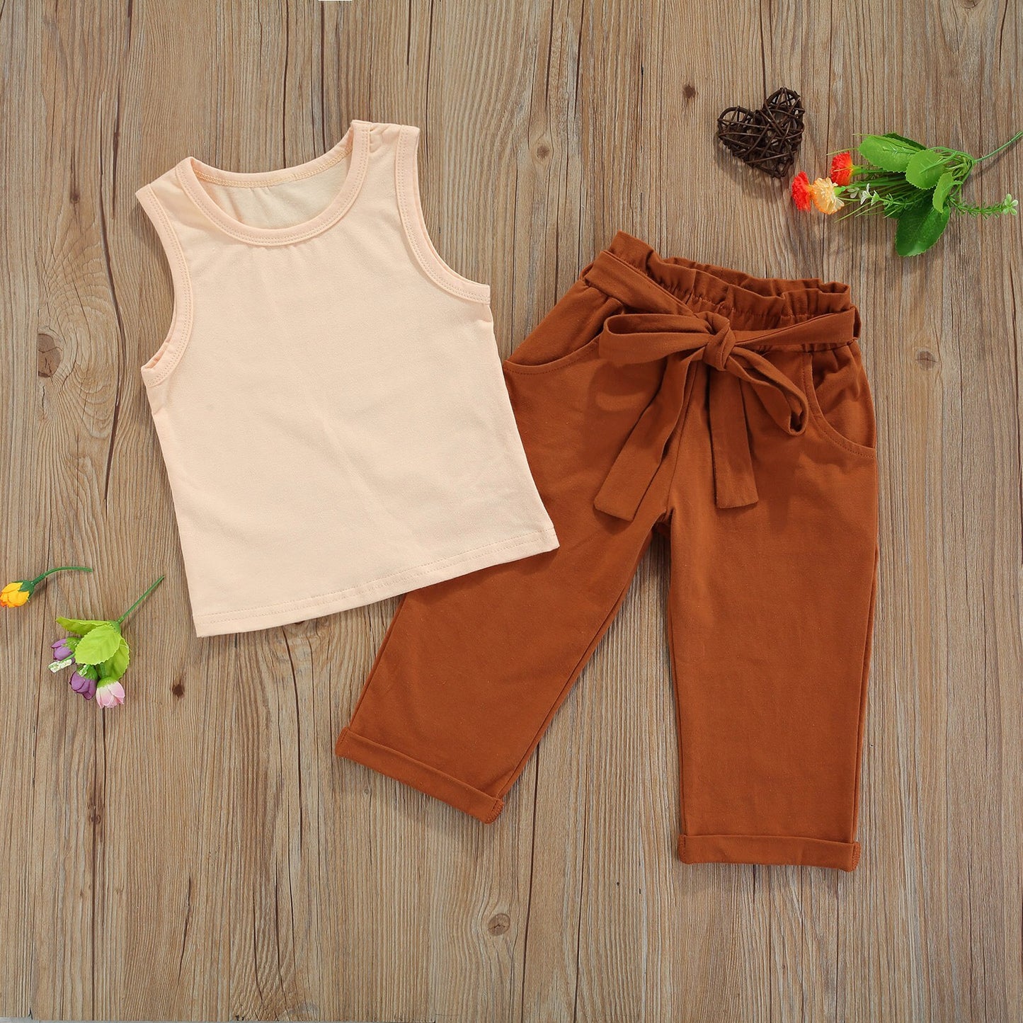 Sleeveless Vest + Brown Pants