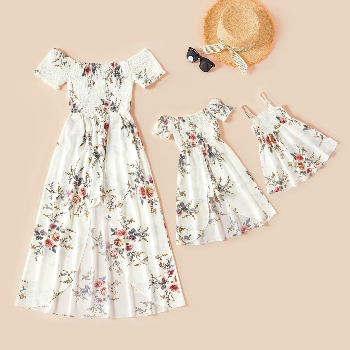 Floral Print White Matching Maxi