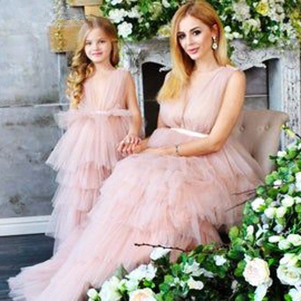 Flower Petals Tulle Formal Wedding Dress