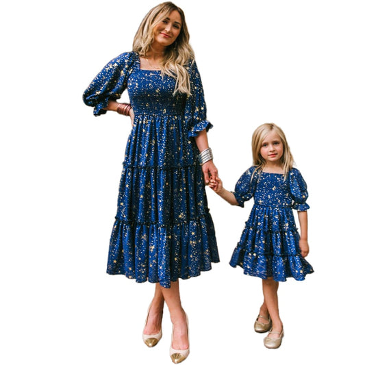 Flower Mother Daughter Long Dress