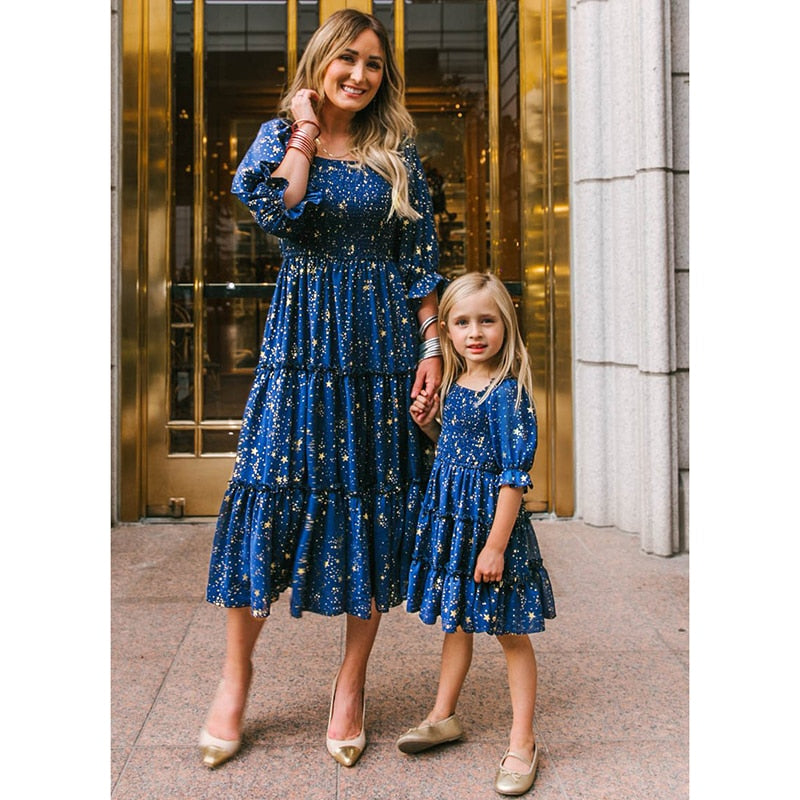 Flower Mother Daughter Long Dress