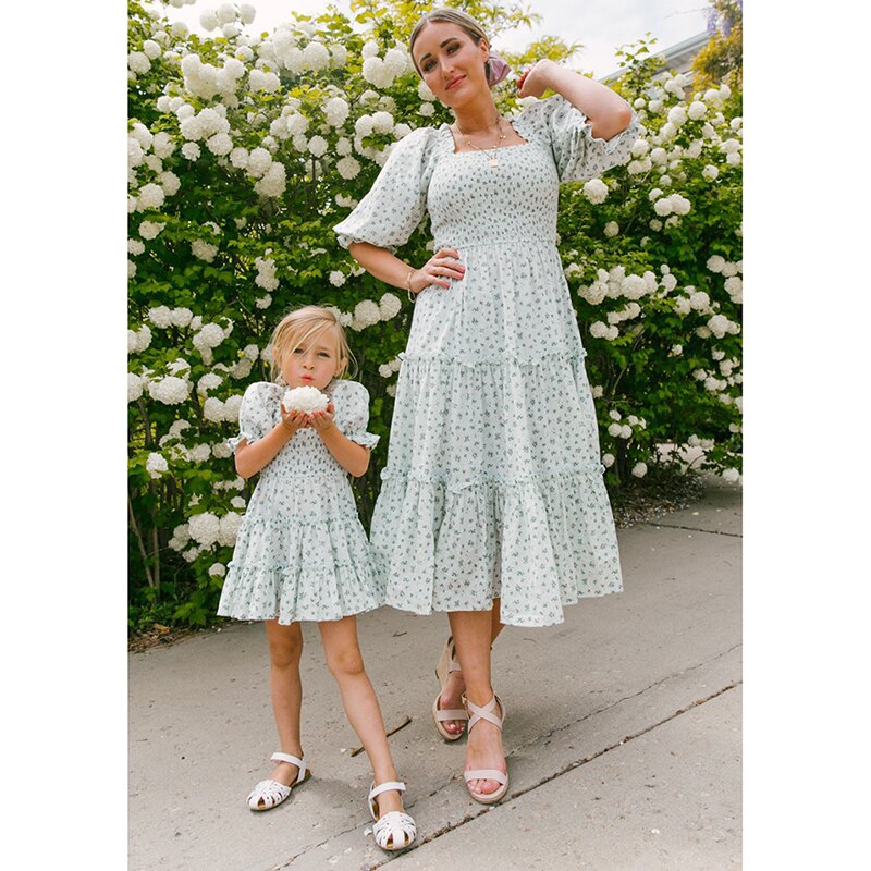 Flower Mother Daughter Long Dress