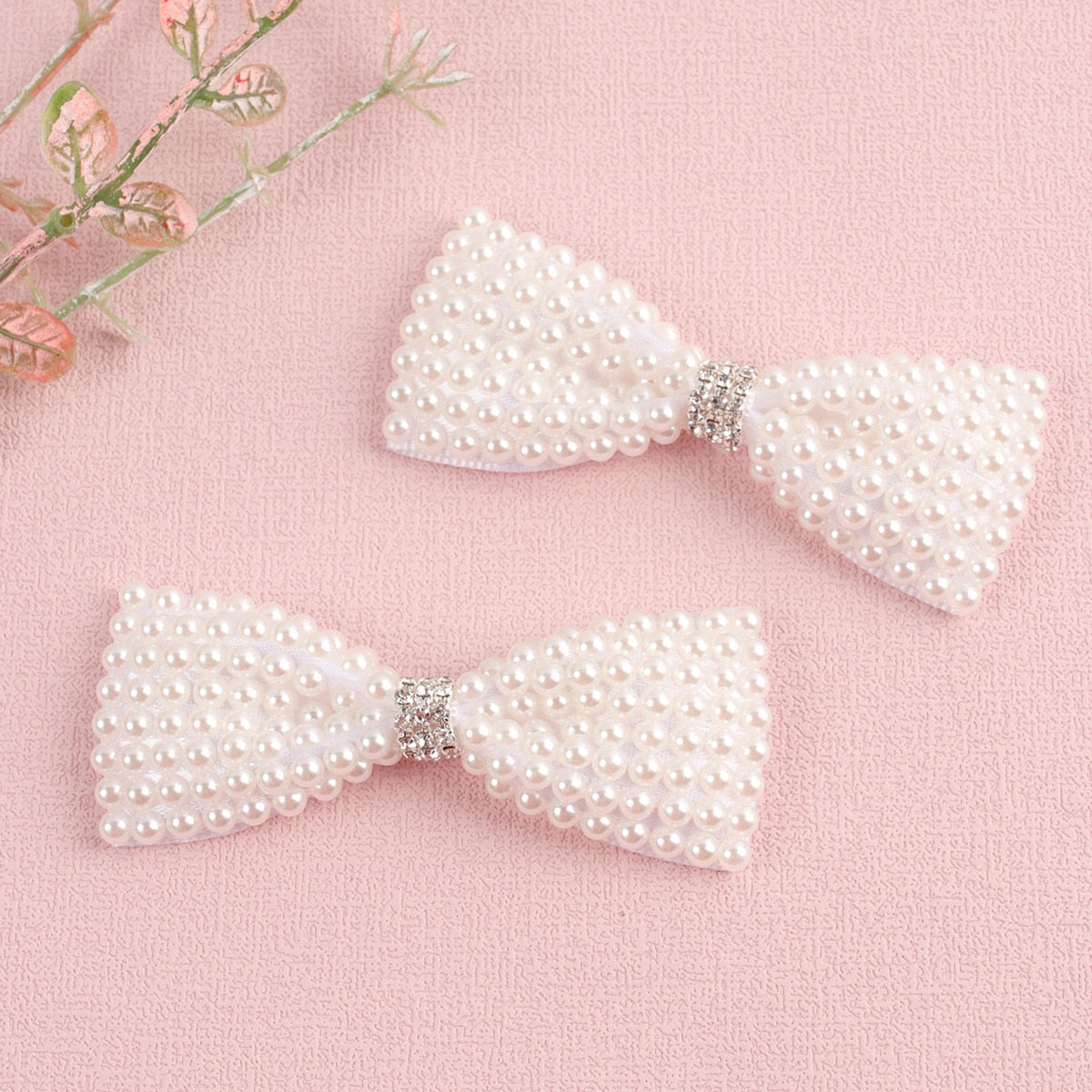 White Pearl Hair Bows