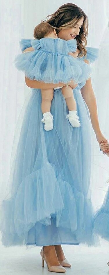 Sky Blue Tulle Mum and Daughter Matching Outfit