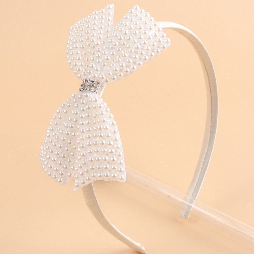 White Pearl Hair Bows