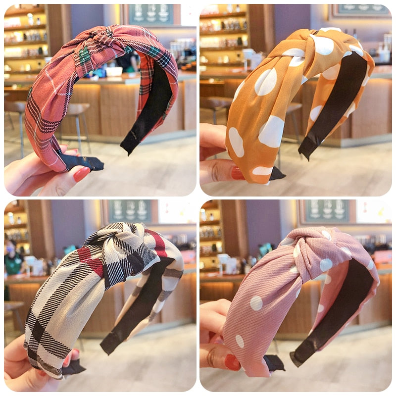 Printed Lattice Stripes Hair Hoop Hairbands