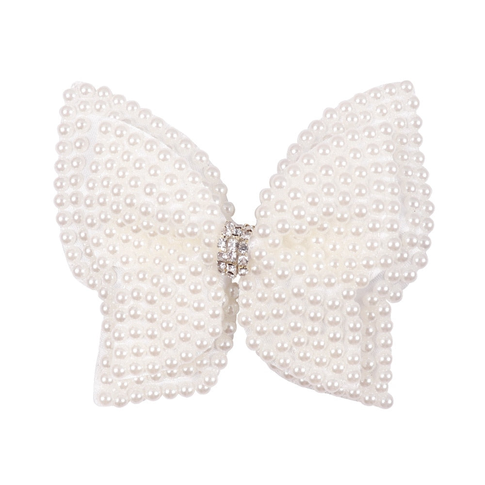 White Pearl Hair Bows