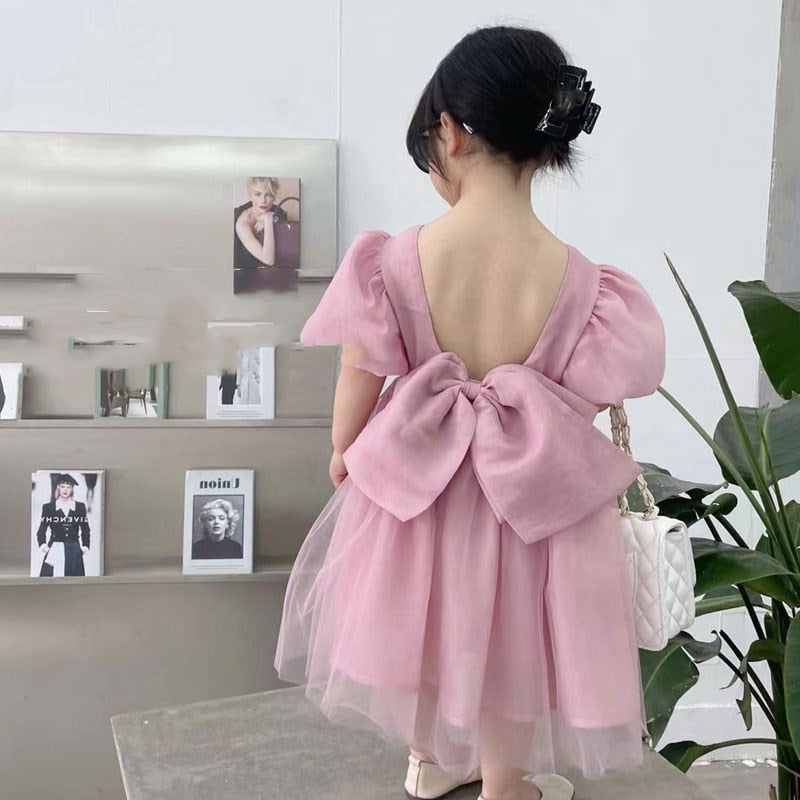 Dress Backless Puff Sleeves