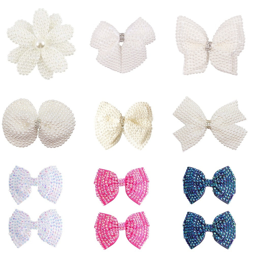 White Pearl Hair Bows