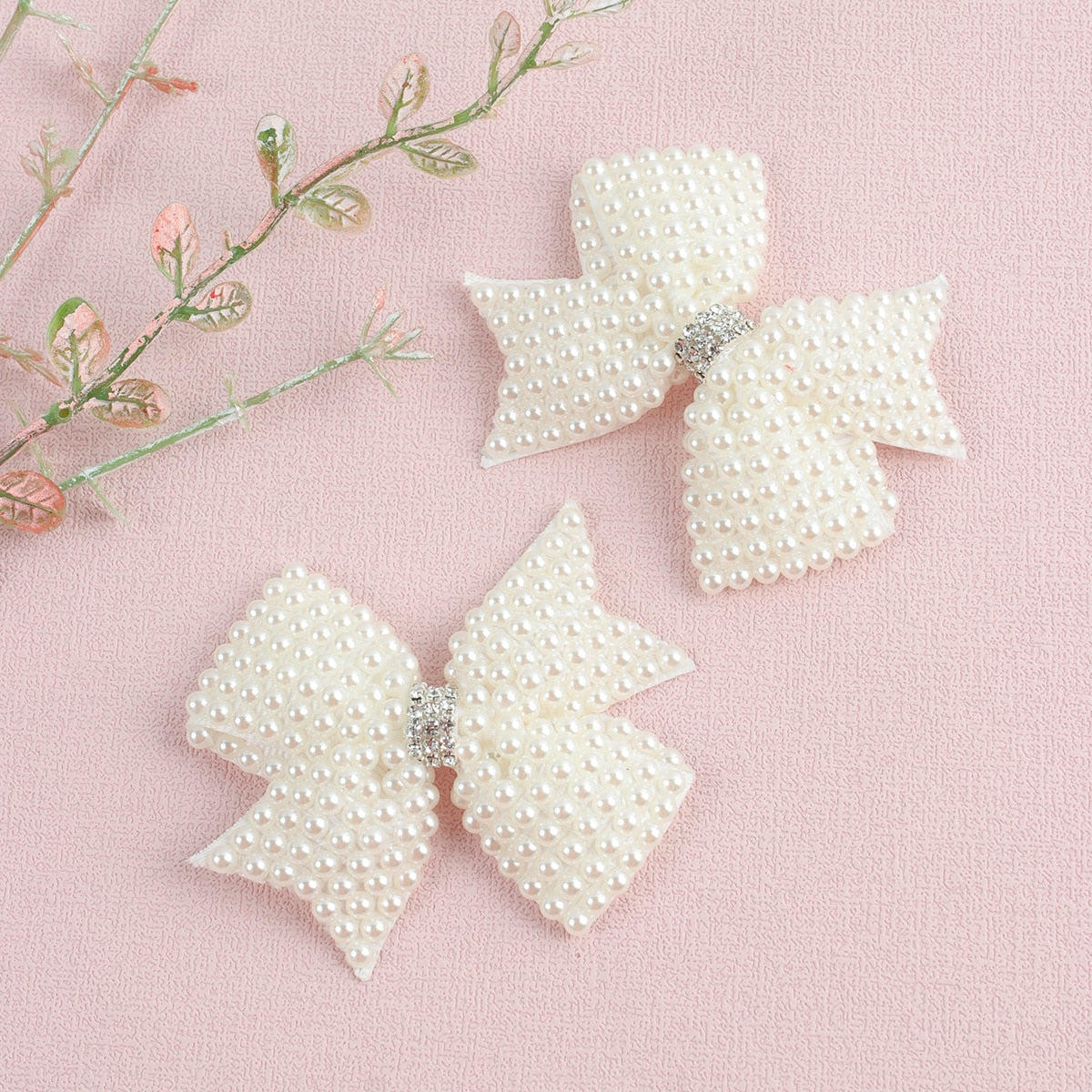 White Pearl Hair Bows