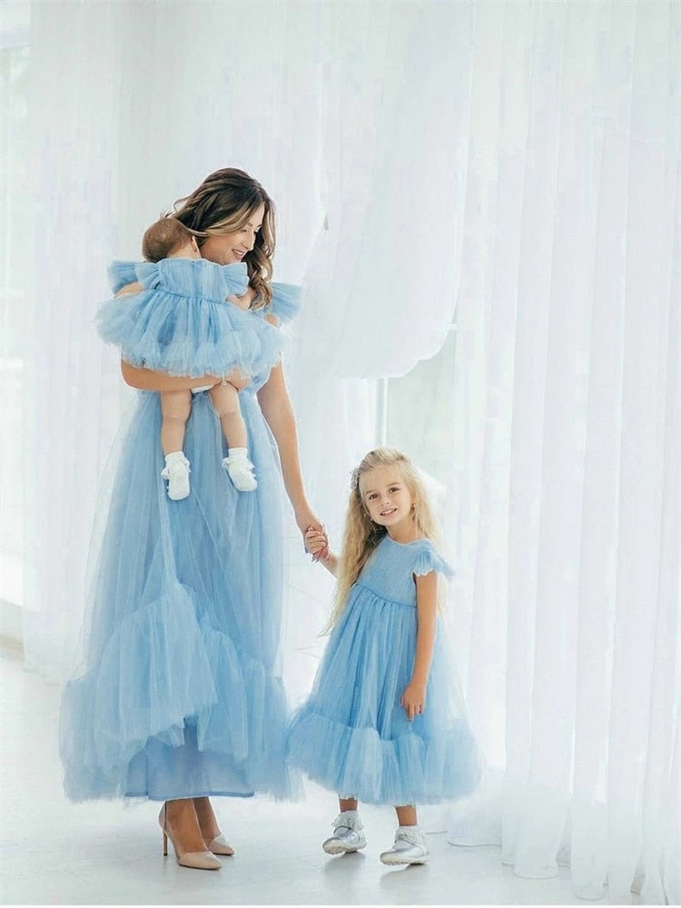 Sky Blue Tulle Mum and Daughter Matching Outfit