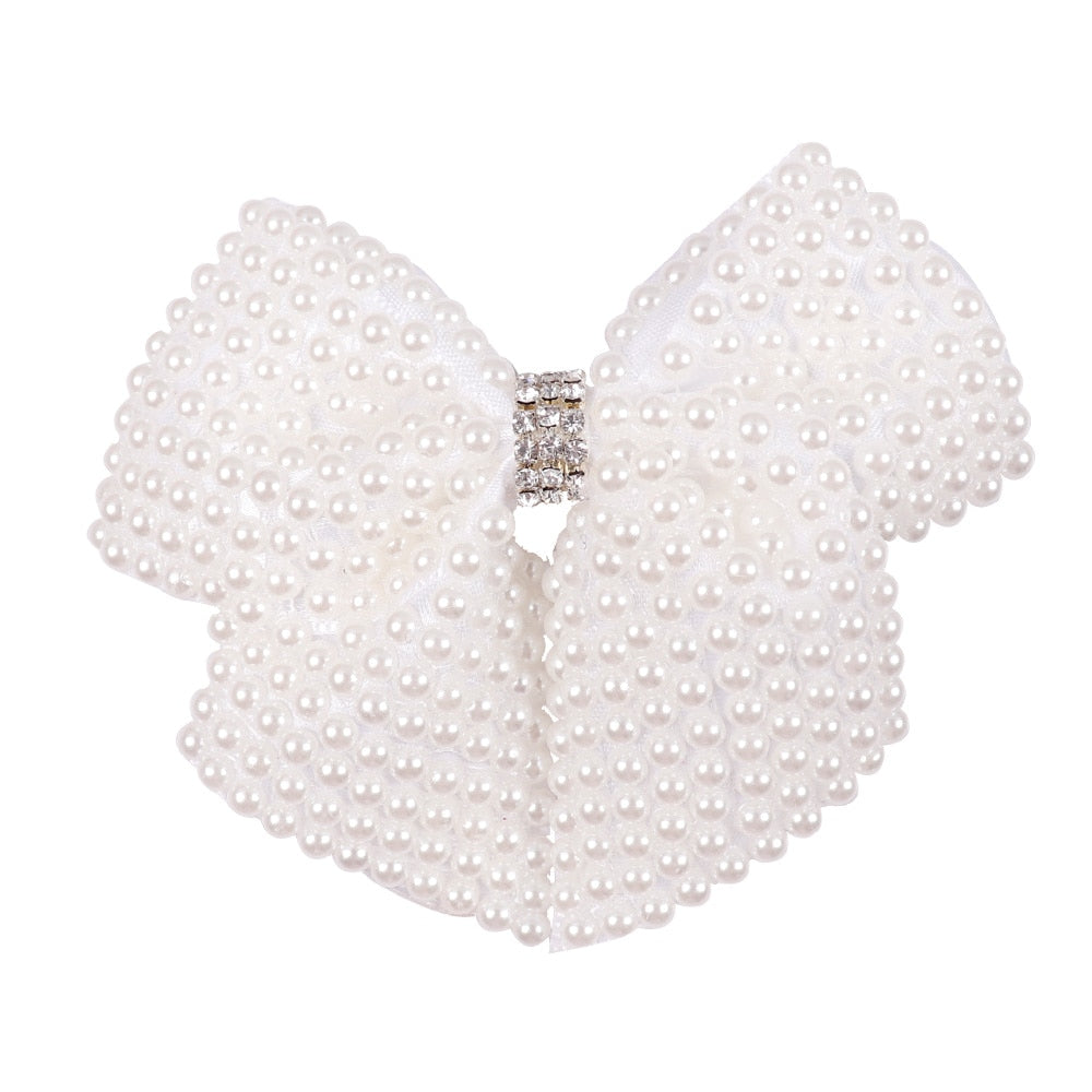 White Pearl Hair Bows