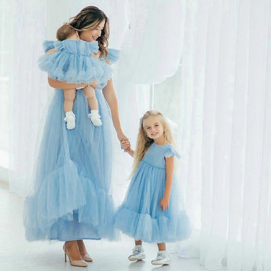 Sky Blue Tulle Mum and Daughter Matching Outfit