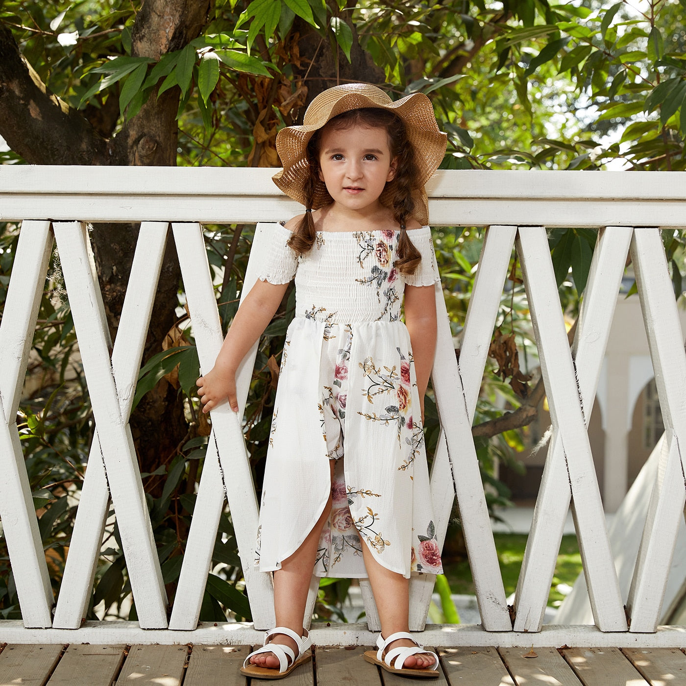 Floral Print White Matching Maxi