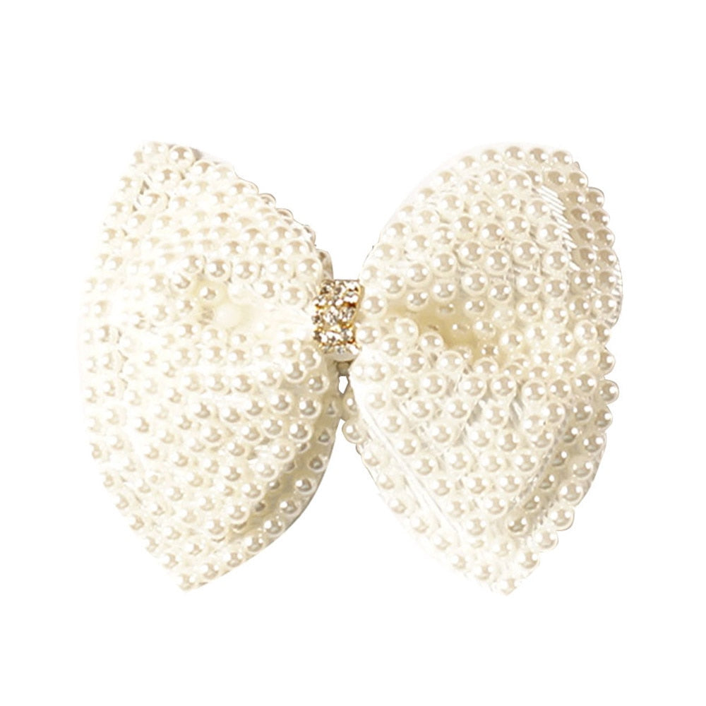 White Pearl Hair Bows