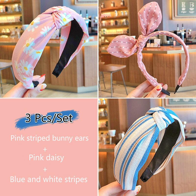 Printed Lattice Stripes Hair Hoop Hairbands