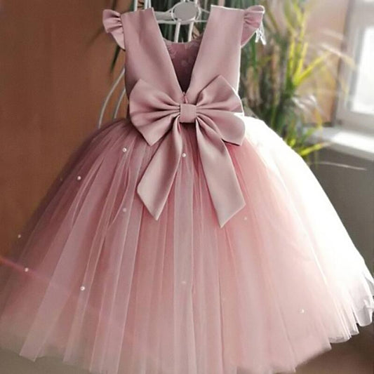 Tulle Dress Backless Bow