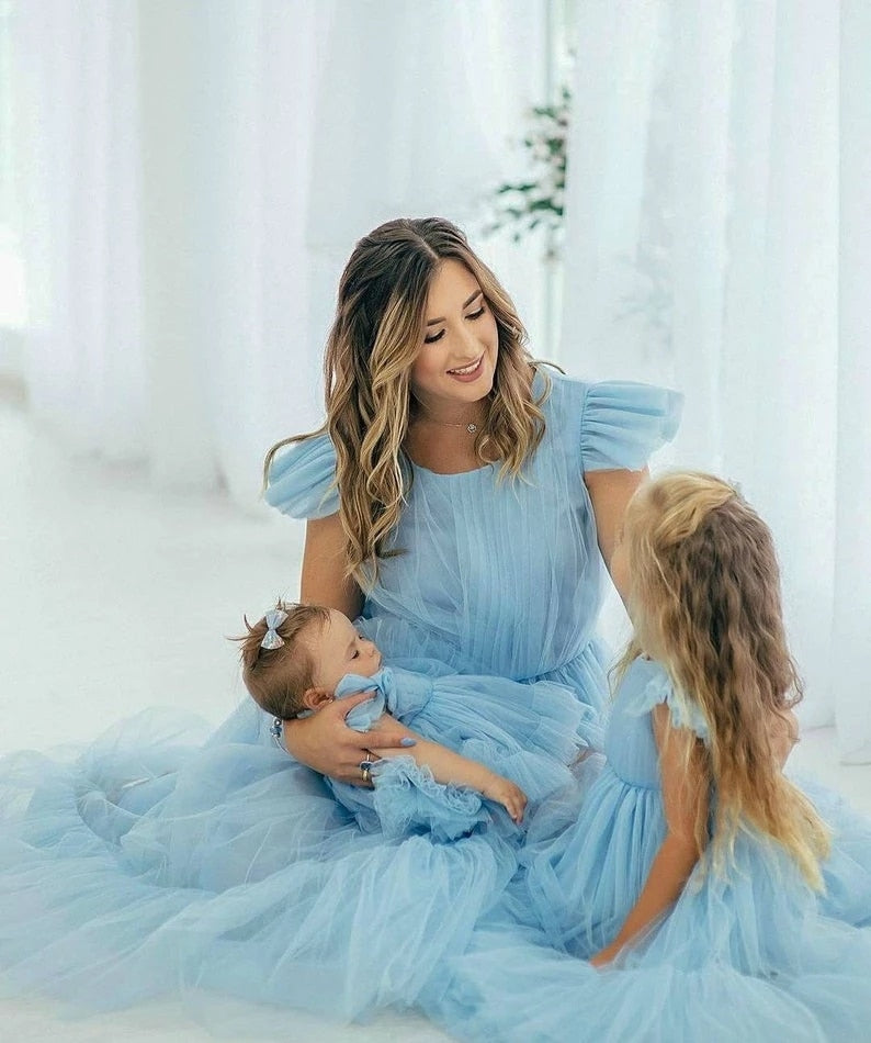 Sky Blue Tulle Mum and Daughter Matching Outfit